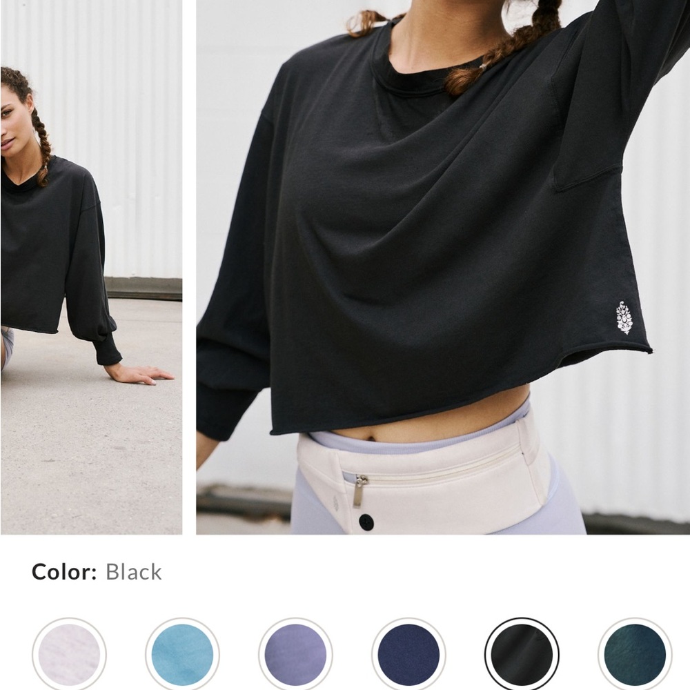 FP Movement by Free People Black Inspire Layer Long Sleeve Top EUC